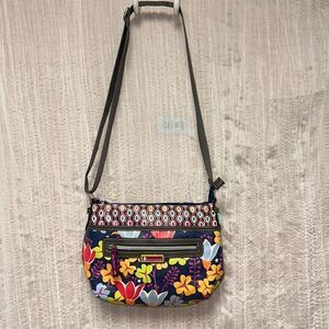 Lily Bloom Eco-Shine Bio Degradable Floral Poly Crossbody Bag Navy Pink Multi
